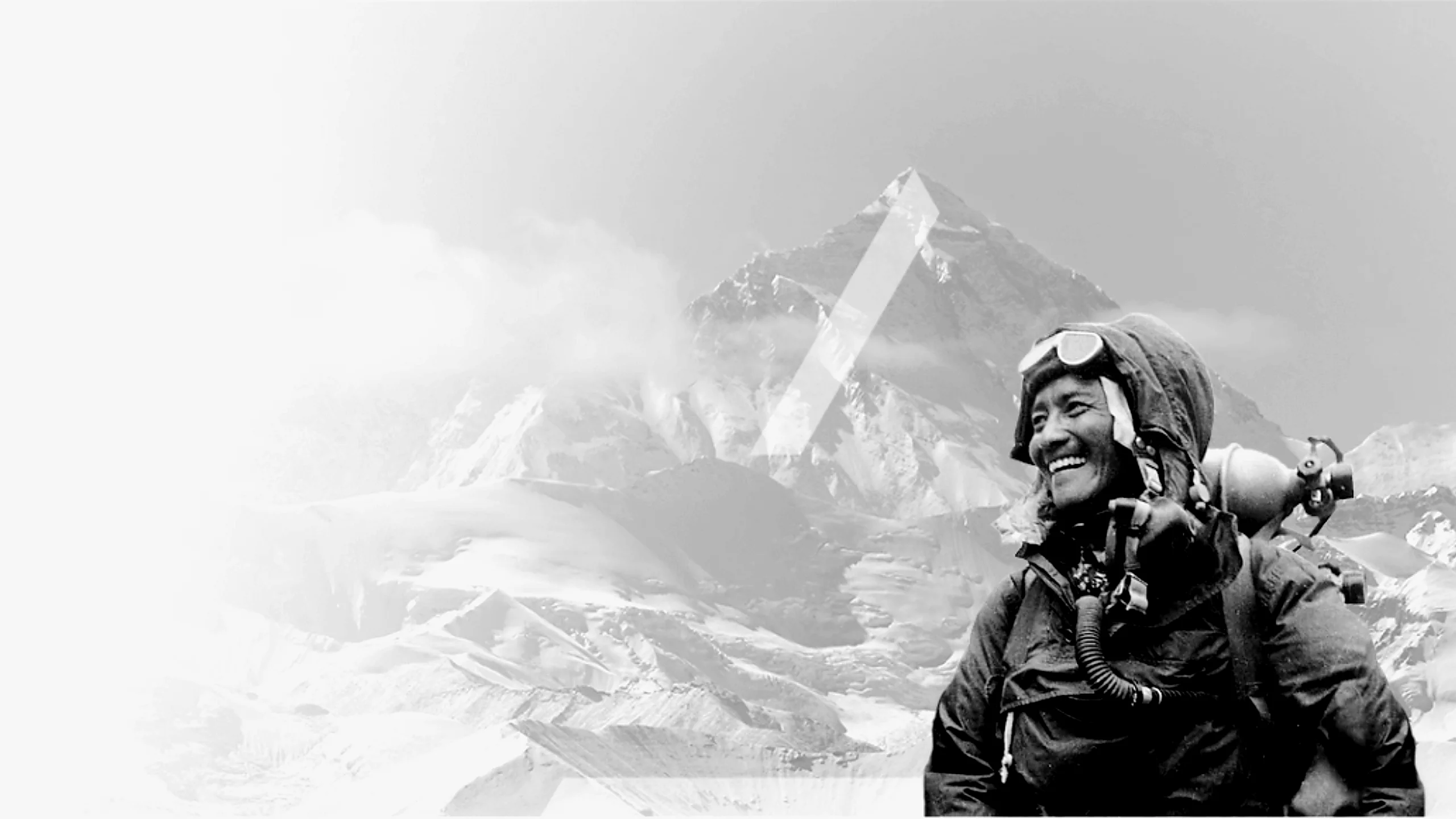 Tenzing Norgay na tle Mount Everestu